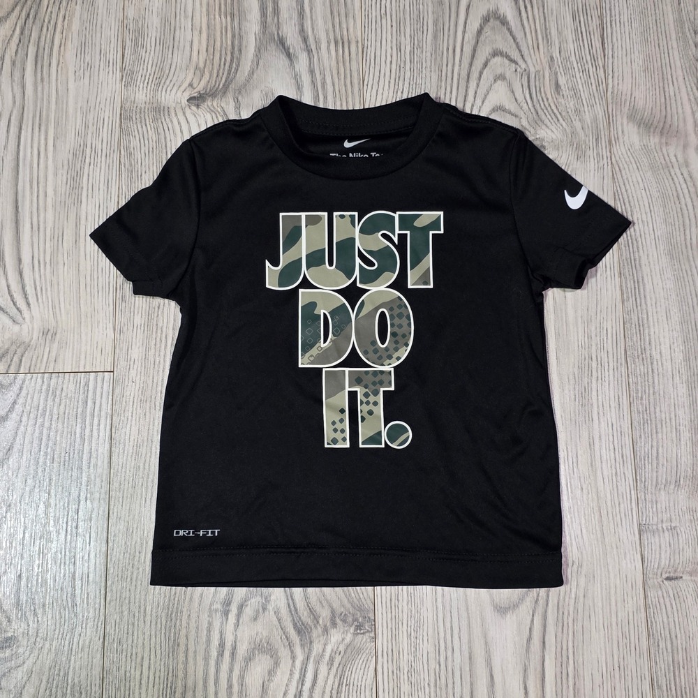 Nike Dri Fit Just Do It Black and Camo Shirt - Size 2T 1-2 Years